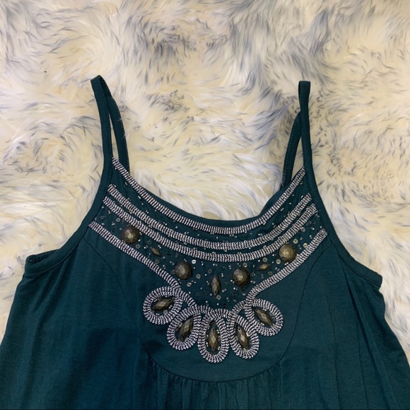 Design History green small tank top sequin beads - Picture 2 of 4